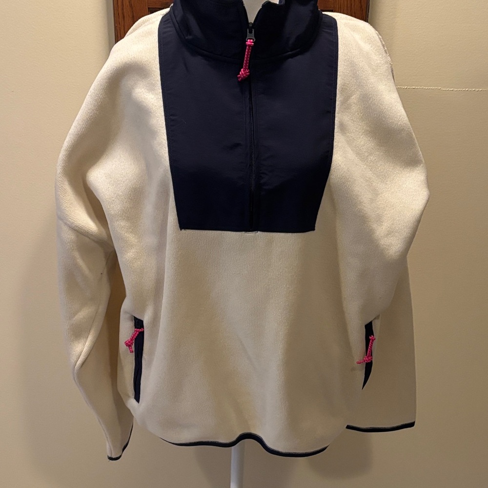 J. Crew Cream Vintage Fleece Pullover with Pockets - size XXL